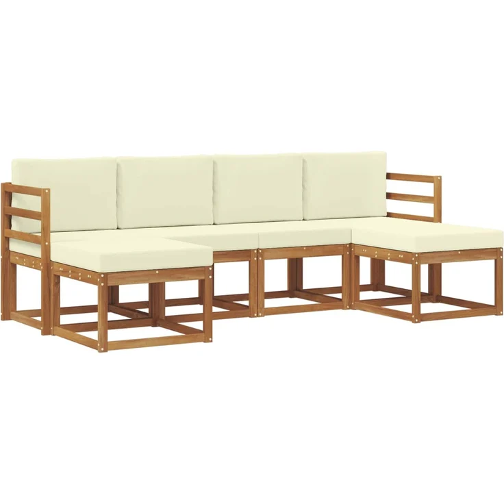 vidaXL Outdoor-Sofagarnitur 6 stk. 6-Sitzer Natur und Creme 3366763 – Bild 2