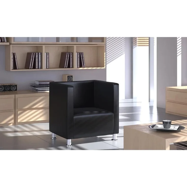 vidaXL Würfel-Sessel Schwarz Kunstleder 240068 – Bild 2