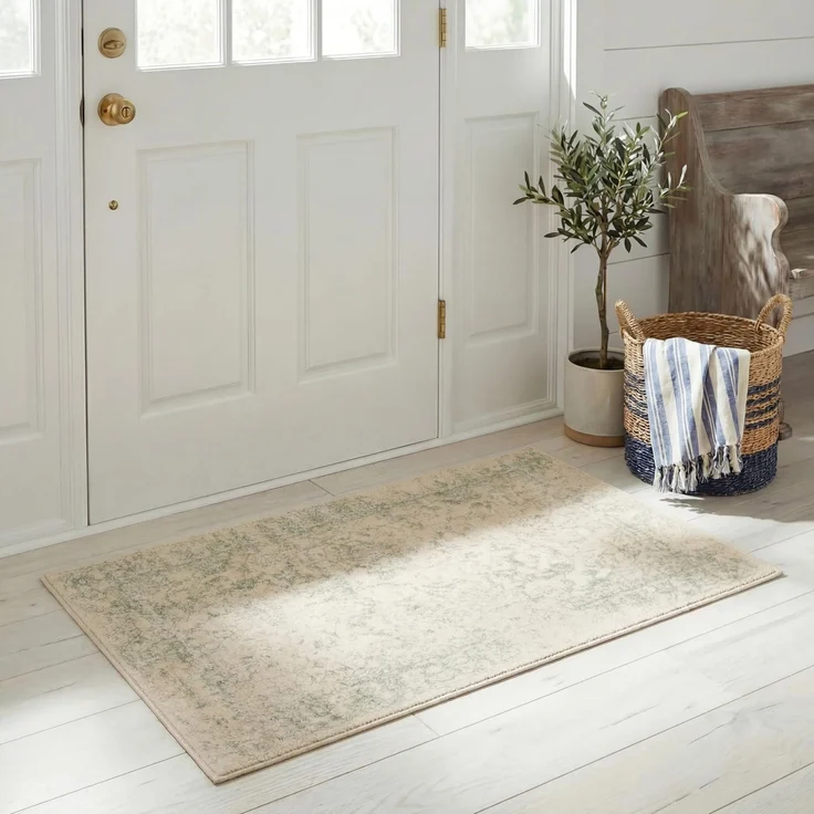 Safavieh Akzent-Teppich 76x122 cm - Adirondack Collection - Transitional Design, Elfenbein & Salbei, Pflegeleichte Synthetikmischung, Ideal für Wohnzimmer, Schlafzimmer, Büro | 1 cm Flor, Teppich für den Innenbereich, langlebig, kinder- und haustierf...
