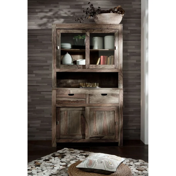 Buffet Sheesham 110x45x190 grau geölt NATURE GREY #64 – Bild 3