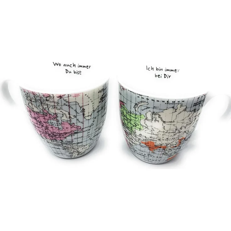 BOLTZE Kaffeebecher Weltreise Jumbo Porzellan sortiert 600 ml 11cm Ø11cm weiß