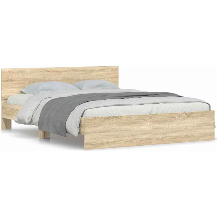 vidaXL Bettgestell mit Kopfteil Sonoma 152 x 203 cm Holzwerkstoff 3402861 – Bild 4