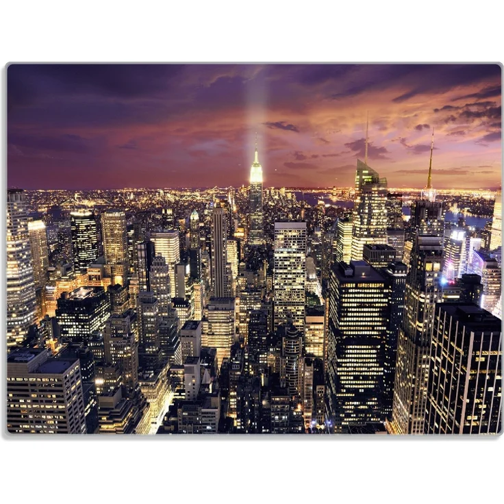 Wallario Schneidebrett New York bei Nacht - Panoramablick über die Stadt, ESG-Sicherheitsglas, (inkl. rutschfester Gummifüße 4mm, 1-St), 30x40cm – Bild 3