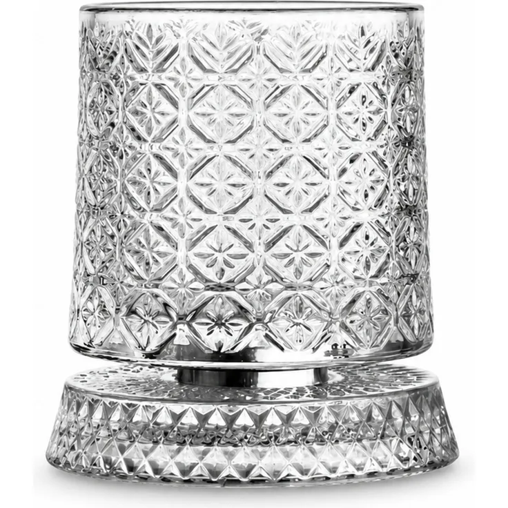 2er Set Whiskygläser mit drehbarem Kristallglasboden, transparent,Eisblume 15 x 10 x 10 cm