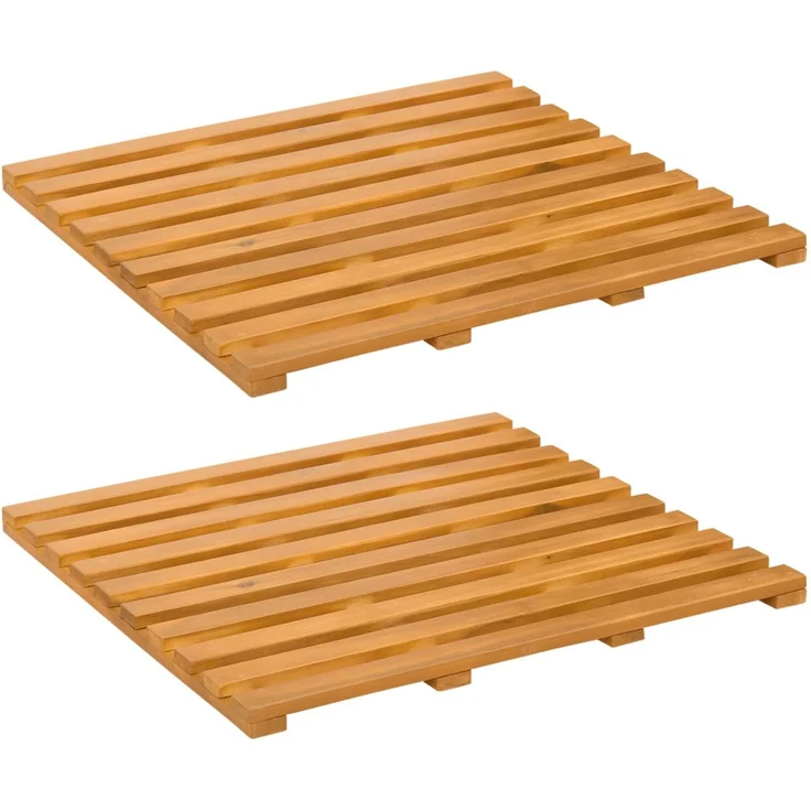 vidaXL Badematte 2 stk. Natur 50 x 48 cm Massivholz Akazie 42025259 – Bild 2