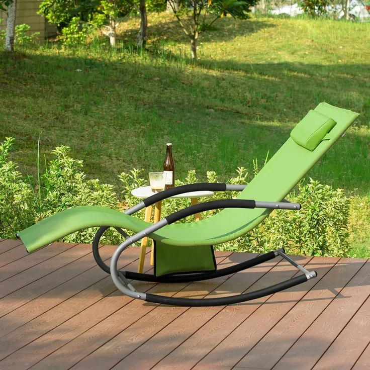 SoBuy OGS28-GR Schaukelstuhl Garten, Textilene, Lackiert, Grün, 150 x 87 x 63 cm – Bild 9