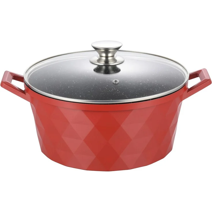 Topf Kochtopf Kasserolle Bratpfannen Set 12-tlg Cheffinger rot DIAC12 – Bild 2