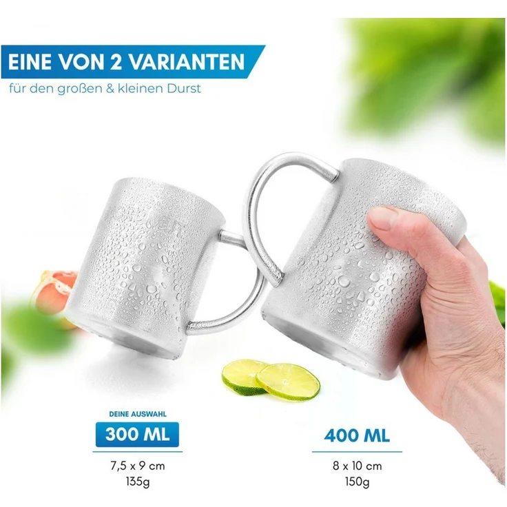 Nordmut Thermobecher NORDMUT® Edelstahl Thermobecher [2er Set], doppelwandig isoliert, rostfreier Edelstahl – Bild 4