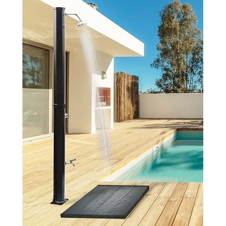 Freistehende solarbetriebene Gartendusche TUXPAM Schwarz – Bild 2