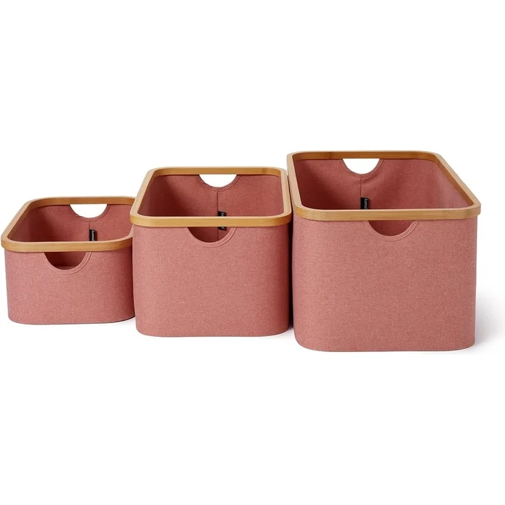 Lumaland Bambus-Aufbewahrungsbox rechteckig 3er-Set Rosa 54x33x26cm/45x30x23cm/38x26x16cm – Bild 6
