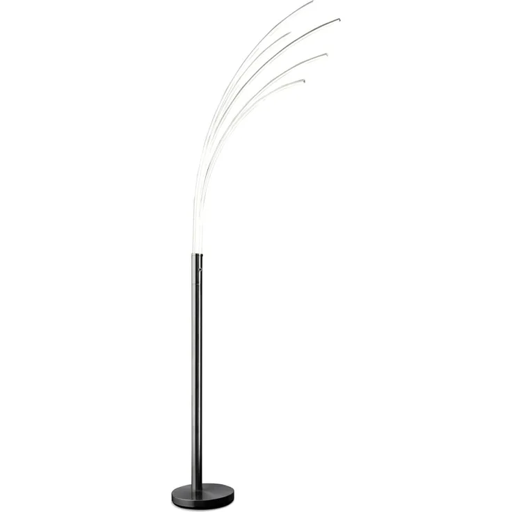 casa NOVA LED Bogenlampe Stehleuchte ECLIPSE, 5-flammig, H 200 cm, Metall, Dimmfunktion, LED fest integriert, Warmweiß, Silbergrau, Kunststoff, Touchsensor