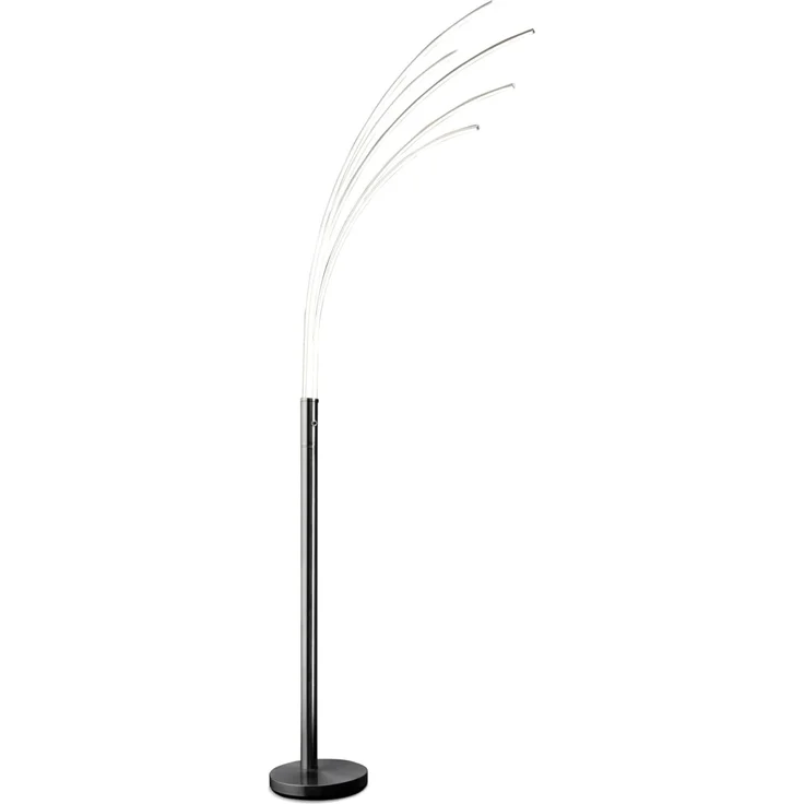 casa NOVA LED Bogenlampe Stehleuchte ECLIPSE, 5-flammig, H 200 cm, Metall, Dimmfunktion, LED fest integriert, Warmweiß, Silbergrau, Kunststoff, Touchsensor – Bild 1