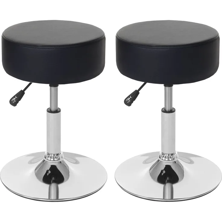 2er-Set Hocker HWC-C22, Sitzhocker Schminkhocker, höhenverstellbar Ø 35cm ~ Kunstleder, schwarz