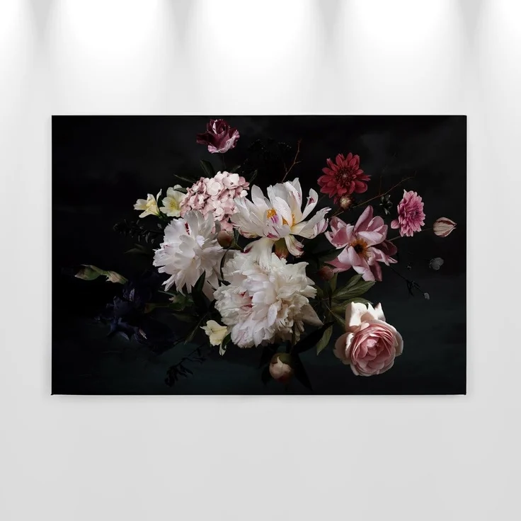 Blumen Leinwandbild Weiß Schwarz 90x60 DD120255 Wohnzimmer Wandbild Floral – Bild 8