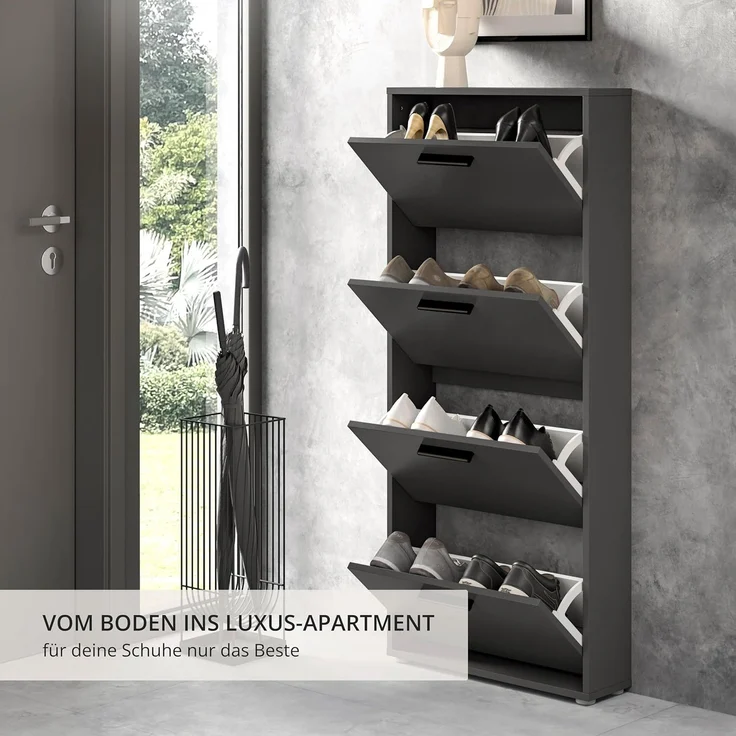 Schuhkipper Silas / Sam, Holzwerkstoff, Anthrazit, 59 x 136 x 17 cm – Bild 6