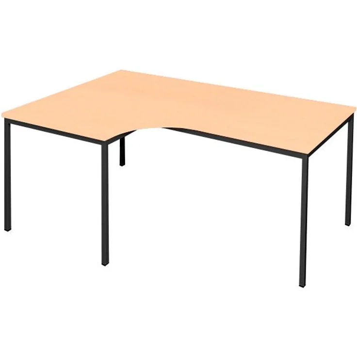 Freiformtisch - 750 x 2000 x 800/1200x800 mm - tiefschwarz/buche - Winkel links 332101
