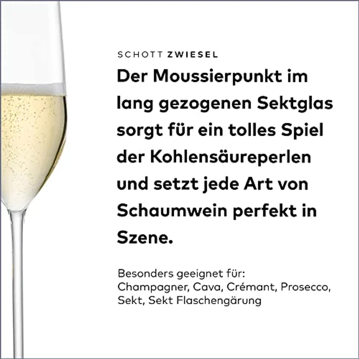 SCHOTT ZWIESEL Sektglas Fortissimo (4er-Set), elegante Champagner Gläser mit Moussierpunkt, spülmaschinenfeste Tritan-Kristallgläser, Made in Germany (Art.-Nr. 123686) – Bild 3