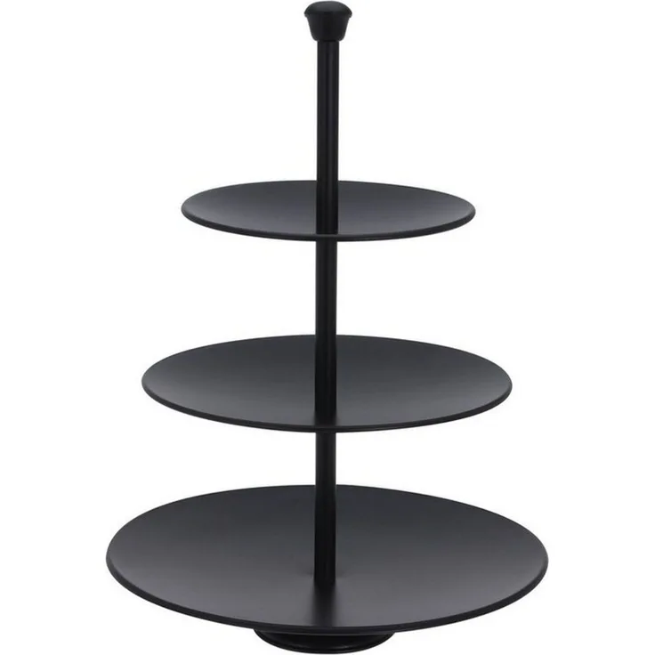 Spetebo Etagere Edelstahl Etagere in schwarz mit 3 Etagen - 36 x 25 cm, Edelstahl, (Stück, 1-tlg, Servierständer), Metall Deko Servierplatte