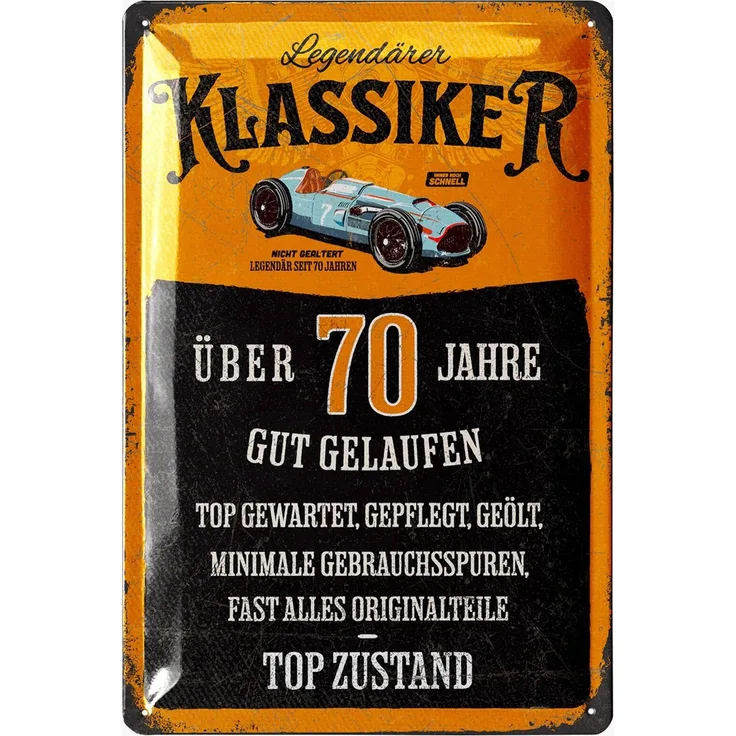 LANOLU Blechschild Geburtstag Klassiker 70 Jahre - 20x30cm – Metall – Mehrfarbig – 20220