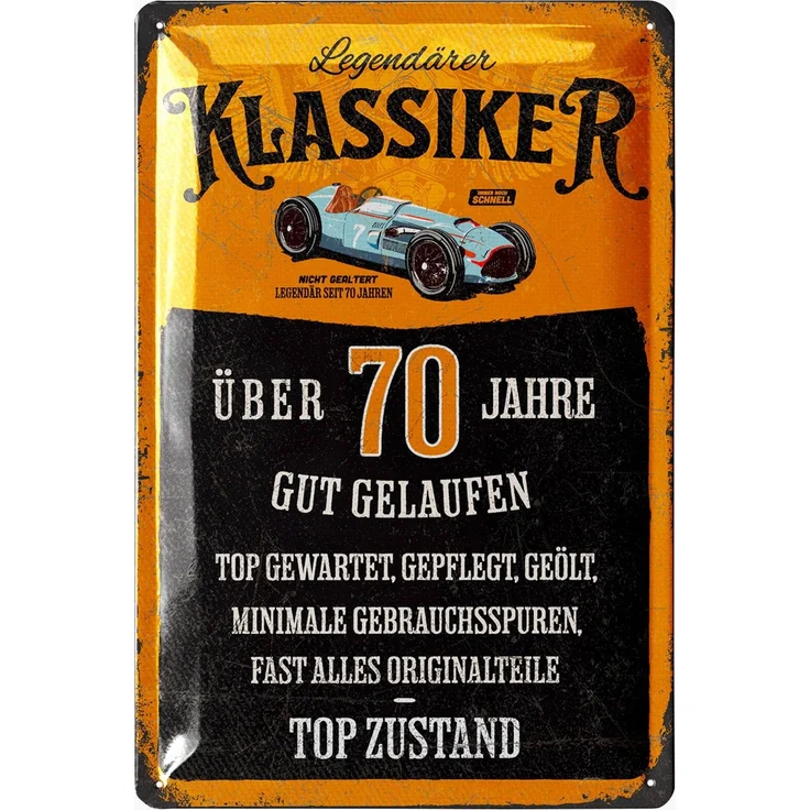 LANOLU Blechschild Geburtstag Klassiker 70 Jahre - 20x30cm – Metall – Mehrfarbig – 20220 – Bild 1