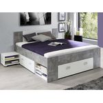 Bett >Belfast I< in Betonoptik Lichtgrau - 203,6x86x143,4cm (BxHxT)