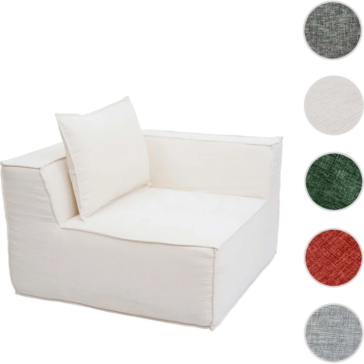 Eckteil/Zubehör für Sofa HWC-O54, Loungesessel Polstersessel Armlehne, Stoff/Textil (300g/m²) 63x97x97cm ~ creme – Bild 10