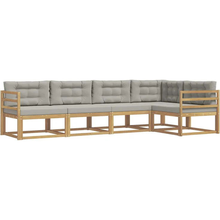 vidaXL Outdoor-Sofagarnitur 5 stk. 5-Sitzer Weiß und Hellgrau 3386430 – Bild 2