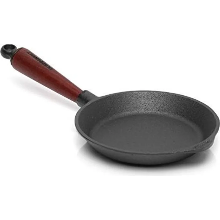 Bratpfanne 18 cm aus Gusseisen 0180T, flacher Rand / Griff Buche von SKEPPSHULT