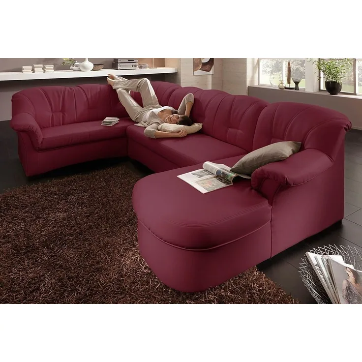 DOMO collection Wohnlandschaft Papenburg, zeitlose Rückensteppung, elegante Formensprache, U-Form, in großer Farbvielfalt, wahlweise mit Bettfunktion