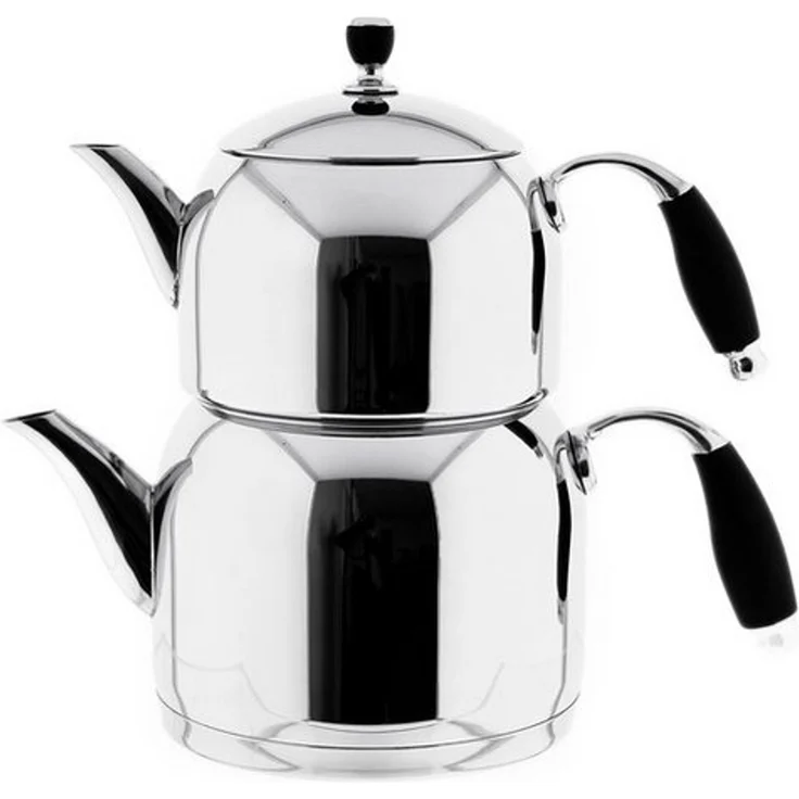 Almina Caydanlik-Teekanne Mona Large aus hochwertigem 18/10-Edelstahl - 1,5L/3L, (1-St), Induktionsgeeignet – Bild 1