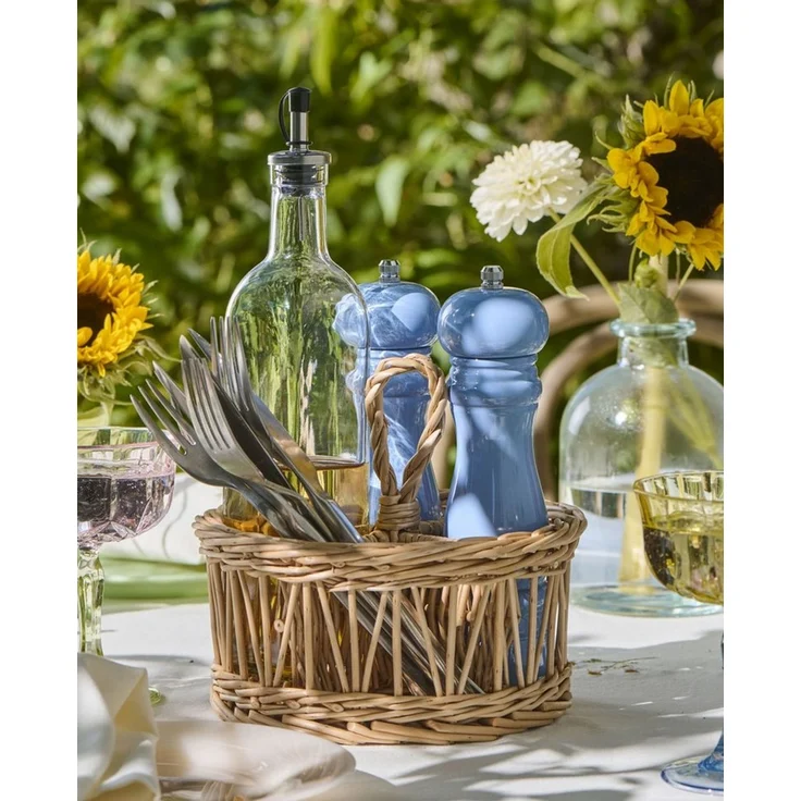 Ib Laursen - Menage Korb 4 Fächer Utensilienkorb Rund mit Henkel Weide 29055-00 – Bild 1