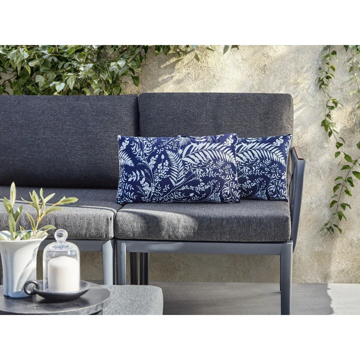 Gartenkissen 2er Set GLIMMER Pflanzenmuster 30 x 50 cm Blau – Bild 3