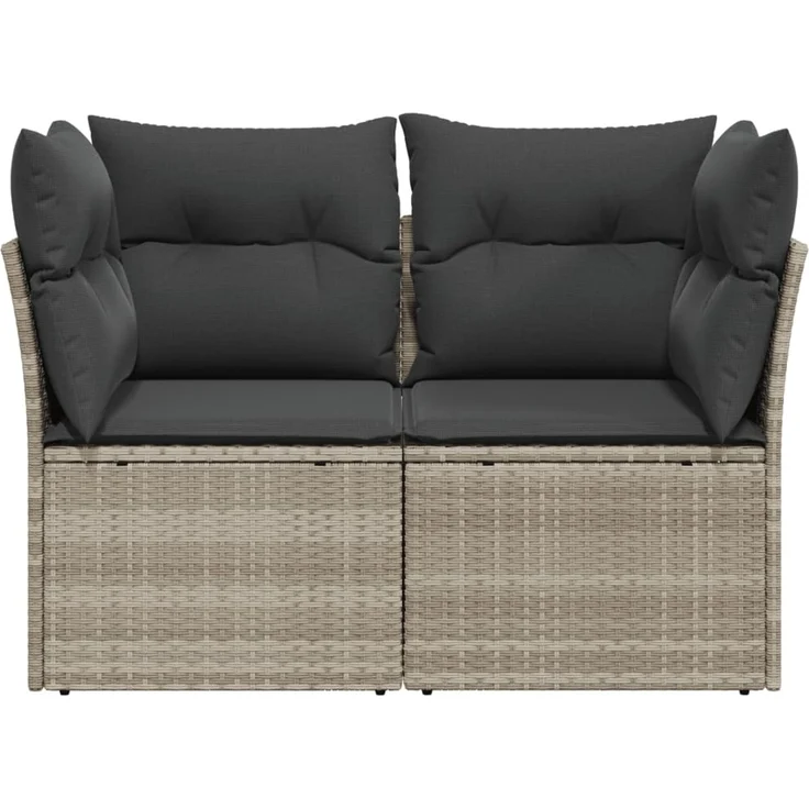 vidaXL Gartensofa mit Kissen 2-Sitzer Hellgrau Poly Rattan 366176 – Bild 4