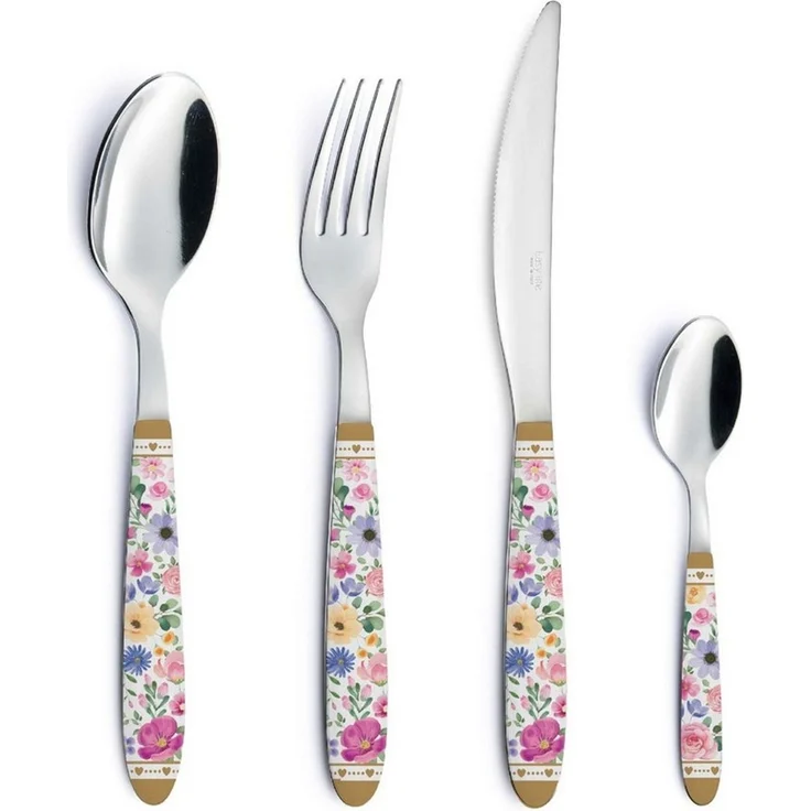 EasyLife Besteck-Set Mon Amour, Stahl, Spülmaschinengeeignet, Mehrfarbig, Herzen & Blumen, H: cm – Bild 2