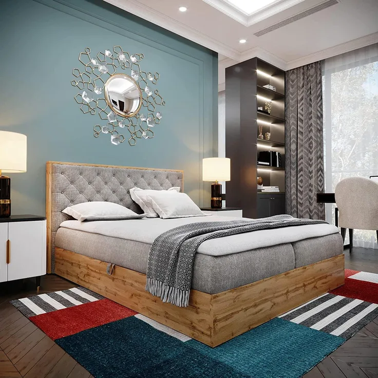 Boxspringbett Doppelbett LOFT 3 - Das perfekte Bett für Ihr Schlafzimmer. 120x200 cm Bett mit Bonellmatratze, mit Bettkasten für Bettwäsche und Topper. Bett mit Kopfteil. (LOFT 3 GRAU, 120x200)