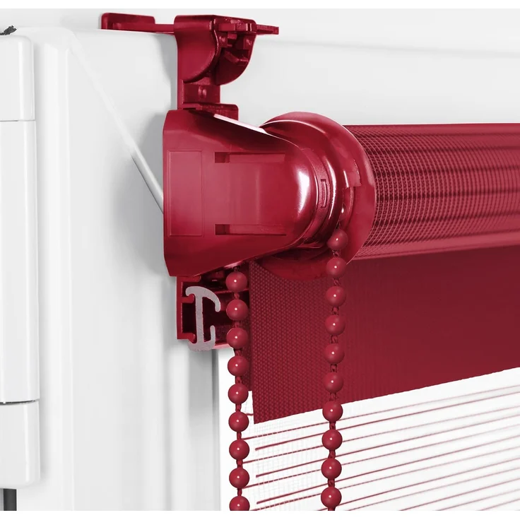 Doppelrollo Klemmfix ohne Bohren 45x150 cm Rot Duo Rollo Klemmrollo Sonnenschutzrollo Fensterrollo für Fenster & Türen Zebrarollo Seitenzugrollo – Bild 2