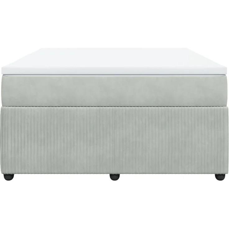 vidaXL Boxspringbett mit Matratze Hellgrau 140x200 cm Samt 3285644 – Bild 4