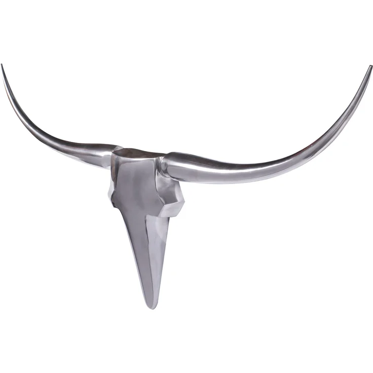 FINEBUY Wanddekoobjekt FB37874 (Deko Hirschgeweih Aluminium 125 cm Silber modern), Wanddeko Metall Design Hirschkopf Geweih Wand groß – Bild 5
