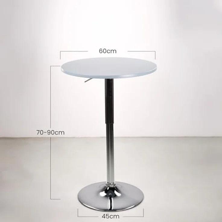 Brigros WeHome - Bartisch, hoher Couchtisch, höhenverstellbarer Couchtisch, quadratischer oder runder Tisch, Küchentisch erhältlich (Grau, rund) – Bild 4