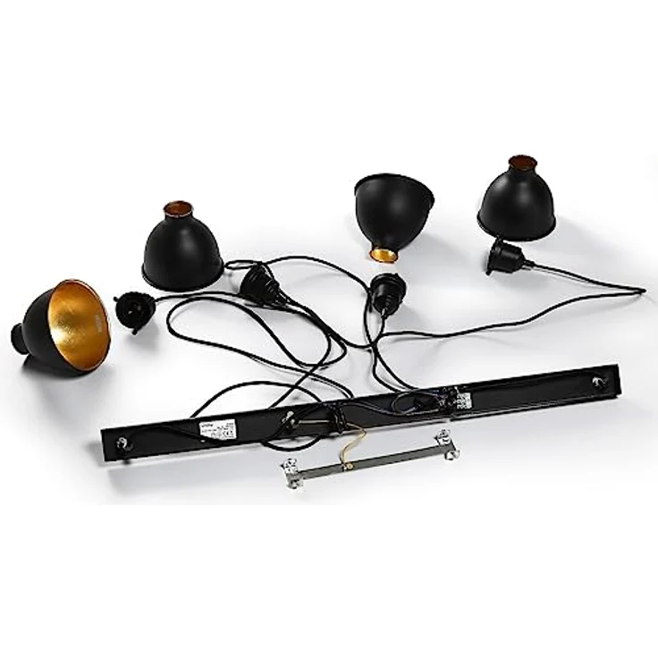 Lindby Pendelleuchte 'Jasminka', 4-flammig aus Metall in Schwarz und Gold, ideal für Küche und Esstische, E27 Fassungen, max. 60W pro Leuchtmittel – Bild 6