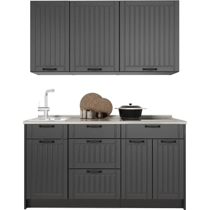 Singleküche Fame-Line Dunkelgrau/Anthrazit 150 cm, AP Eiche Vicco – Bild 8