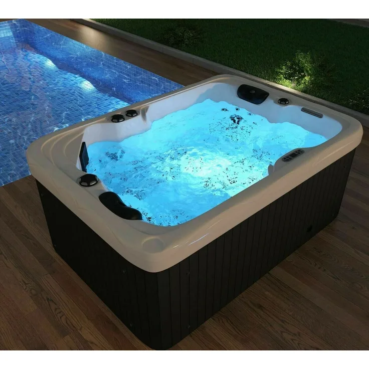 XXL Luxus SPA LED Whirlpool SET 190x135 cm Outdoor+Indoor Pool Ozon 2 Pers.