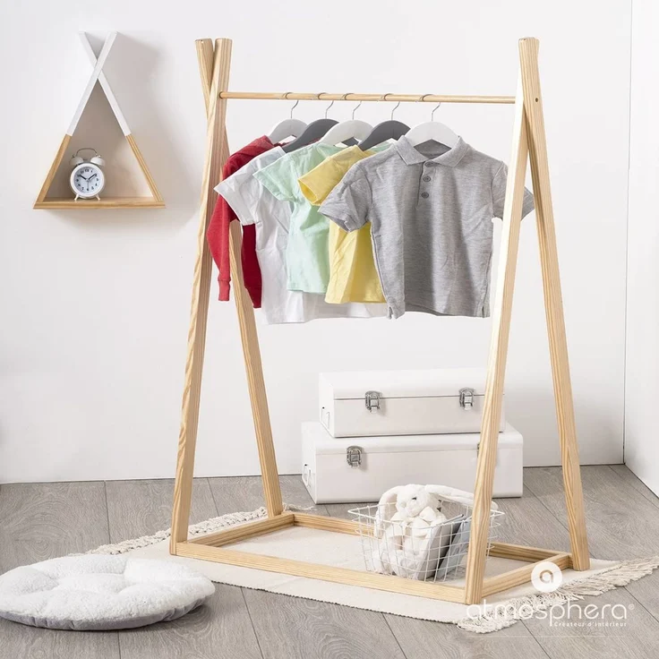Atmosphera TIPI Kleiderständer, Kleiderbügel aus Holz für Kinder - 78 x 38 x 126 – Bild 2