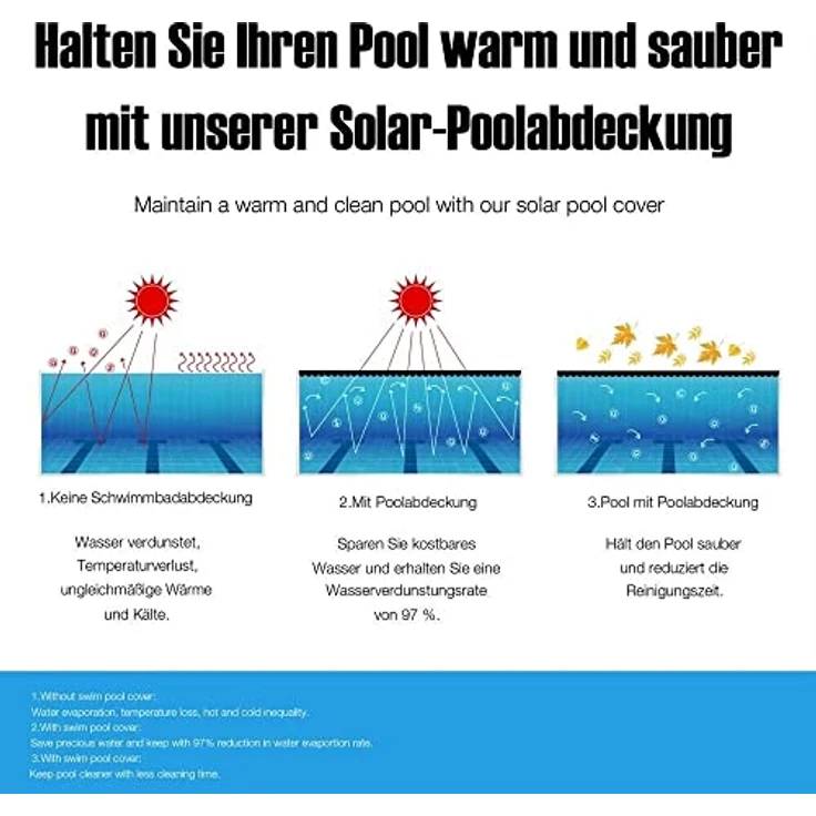 Solarfolie Solarheizung Abdeckplane Poolheizung Wärmeplane Schwarz 549x274cm – Bild 5