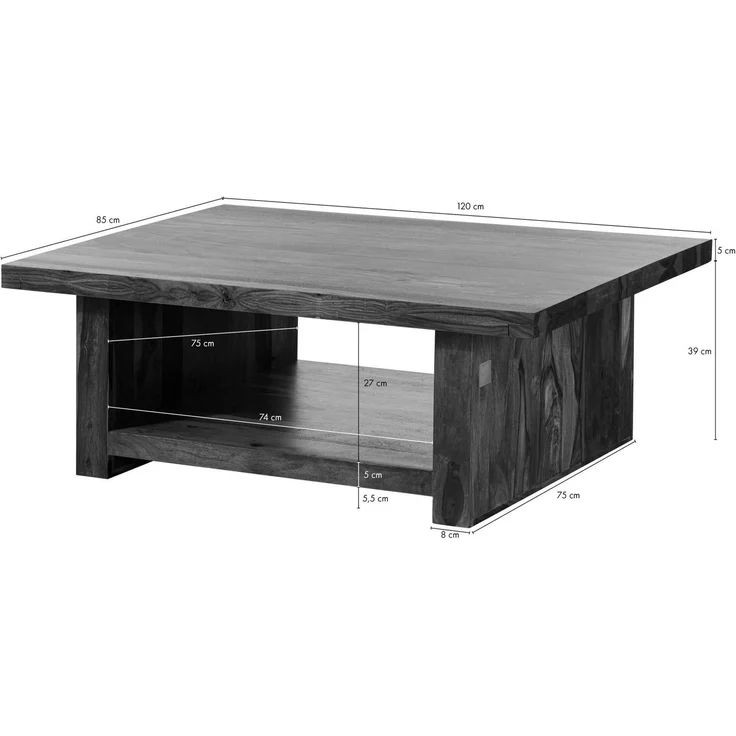 Couchtisch Sheesham 120x85x43 walnuss lackiert DUKE #119 – Bild 7