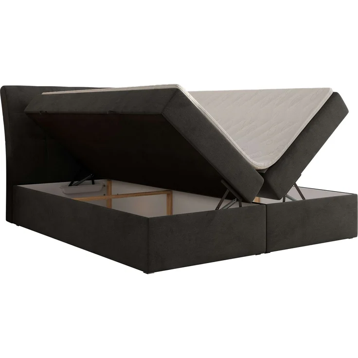 Boxspringbett DAGOS 120 x 200 cm mit Kopfteil, Lattenrost und Stauraum – Doppelbett mit Matratze & Topper T25 , stabile Konstruktion, Bettkasten, modernes Design - Dunkelgrau Velvet - H3 – Bild 4