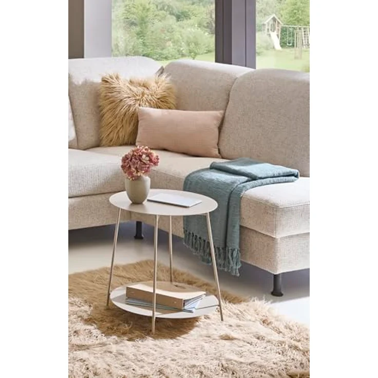 XXXL Beistelltisch, Hellgrau, runder Metalltisch mit 50 cm Durchmesser für das Wohnzimmer – Bild 2
