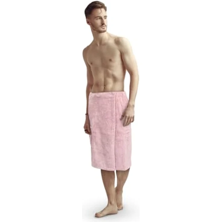 Bestlivings Saunatuch Herren 60x145cm, Sauna Kilt "Flauschig" Saunahandtuch mit Gummizug und Knopfverschluss – Bild 2