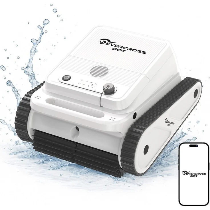 EVERCROSS BOT U8 Poolroboter Wand und Boden, Intelligenter Navigation, 120 Min Akkulaufzeit, Kabellos Poolsauger bis 200m² Pools (Weiß-APP) – Bild 1