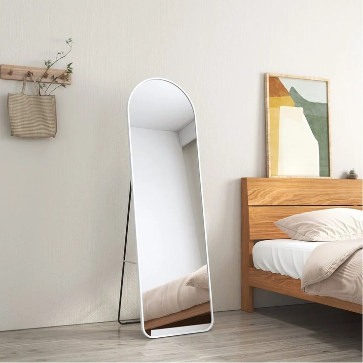 EMKE Standspiegel Bogen Standspiegel Ganzkörperspiegel mit Rahmen aus Aluminiumlegierung, für Wohn-,Schlaf-, Aufenthalt und Ankleidezimmer – Bild 1